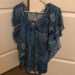 Blue, Black, and White blouse